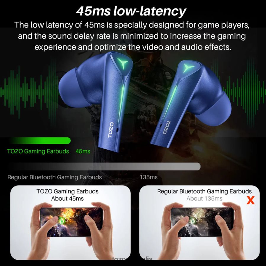 Headphones AU TOZO G1 Blue ZZ842866